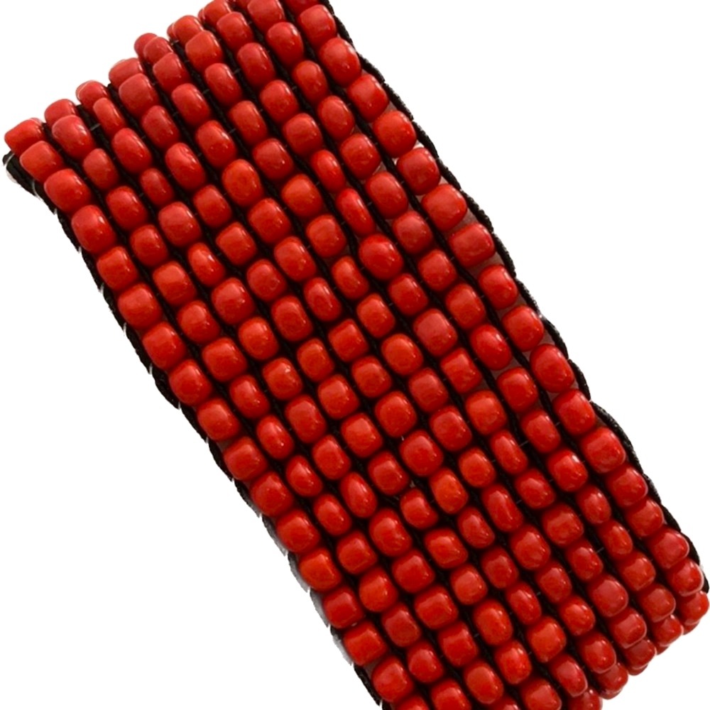 Ceramic coral bead stretch band bracelet